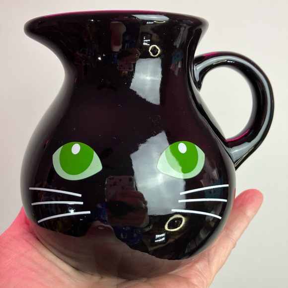 Temptations Kitchen Euc Black Cat Ceramic 8oz Pitcher Jug Mug